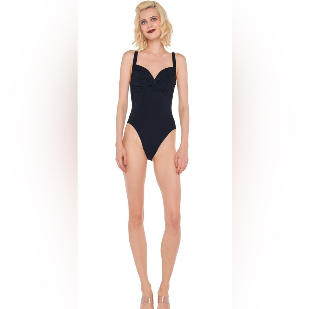 NWT Norma Kamali Women’s Stretch Twist Mio One Piece Swimsuit Black Sz M